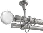  Cristal - Dupla Galéria Rúd - Fém - 360 cm (CRISTAL-TWIST-SILVER-02-360)