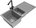 Mexen Andres, gránit mosogató 1000x500x200 mm, 1, 5 kamrás + fekete csaptelep Duero, szürke, 6515-71-671600-70 (6515-71-671600-70)