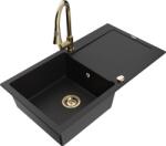 Mexen Leo, 1 kamrás gránit mosogató 900x500x190 mm és Elia mosogató csaptelep, fekete, 6501-77-670101-50 (6501-77-670101-50)