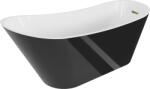 Mexen Alta, szabadon álló kád 170 x 75 cm, fehér-fekete, arany fényes túlfolyó, 52141707575-50 (52141707575-50)