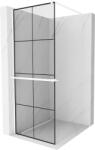 Mexen Kioto+, Walk-In zuhanyparaván polccal és akasztóval 70 x 200 cm, 8 mm átlátszó üveg fekete mintás, fehér profil, 800-070-121-20-77 (800-070-121-20-77)