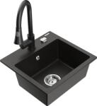 Mexen Milo, 1 kamrás gránit mosogató 435x410x171 mm és Elia mosogató csaptelep, fekete-arany metál, 6505-75-670101-70 (6505-75-670101-70)