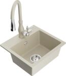 Mexen Milo, 1 kamrás gránit mosogató 435x410x171 mm és Savita mosogató csaptelep, bézs, 6505-69-672601-69 (6505-69-672601-69)