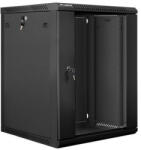 Lanberg 19" fali rack szekrény 15U/600X600 üvegajtó, lapraszerelt, fekete V2 (WF01-6615-10B) - bbmarket