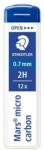 STAEDTLER Grafitbél, 2H, 0, 7 mm, STAEDTLER "Mars Micro Carbon 250" (12 szál) (TS250072H)