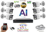 Monitorrs Security - AI IP Full Color kamerarendszer 6 kamerával 5 Mpix Wt - 6021K6