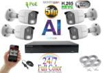 Monitorrs Security - AI IP Full Color kamerarendszer 4 kamerával 5 Mpix Wt - 6021K4