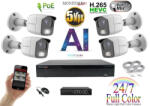  MS - AI IP Full Color kamerarendszer 4 kamerával switchel 5 Mpix Wt - 6021K4B