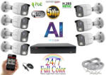 Monitorrs Security - AI IP Full Color kamerarendszer 7 kamerával 5 Mpix Wt - 6021K7