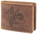 GreenDeed motor mintás barna férfi bőr pénztárca (MX1021 Cross Motor BROWN)