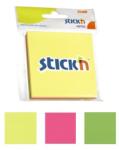 Hopax Notes autoadeziv 76 x 76 mm, 3 x 50 file/set, Stick"n - 3 culori fosforescente (HO-21093)