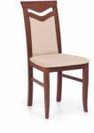 Halmar Scaun tapitat cu spatar pentru bucatarie, tapiterie crem, cadru din lemn, inaltime 96 cm, maro