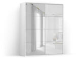 BRW Гардероб FLEX 201 / 66 / 240 см бял гланц с огледало (25/201-66-240/white-mat/lustro-lacobel/flex/brw)