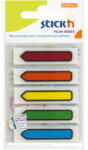 Stick'n Stick index plastic transparent color 45 x 12 mm, 5 x 20 file/set, Stick"n - sageata - 5 culori neon (HO-21464)