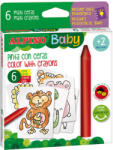 Alpino Creioane cerate, 6 culori/set, 6 carduri cu animale, pt. colorat, ALPINO Baby (MS-DA002006)