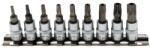 BGS technic 1/4" T-torx bit biztonsági dugókulcs készlet, 9 részes T10 - T50 sínen (BGS-2165) (BGS-2165)