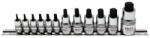BGS technic 12 részes T-torx bit dugókulcs készlet, extra rövid, T8 - T60 1/4", 3/8", 1/2" sínen (BGS-5098) (BGS-5098)