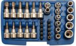 BGS technic 34 részes T-torx E-torx dugókulcs, és bit készlet, 3/8" dobozban (BGS-5021) (BGS-5021)