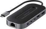 Satechi USB4 multiport adapter, 2.5G LAN, 8K60Hz HDMI, 2xUSB-C, USB-A, 3, 5 jack port, fekete (ST-U4MGEM) (ST-U4MGEM)