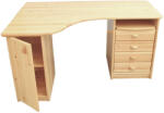 Etsberger Vanessa Sarokíróasztal - Borovi Fenyő - 4 Fiók + 1 Ajtó