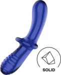 Satisfyer Dildo Dublu Double Crystal, Sticla Borosilicata, Albastru Deschis, 19 cm Dildo