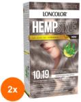 LONCOLOR Set 2 x Vopsea de Par Permanenta Loncolor Hempstyle cu Ulei de Canabis, 10.19 Blond Argintiu, 100 ml