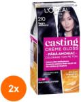 L'Oréal Set 2 x Vopsea de Par Semi-Permanenta fara Amoniac L'Oreal Paris Casting Creme Gloss 210 Negru Albastrui, 180 ml