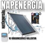 Napcsap Napkollektor rendszer 10 vákkumcsöves Heat-Pipe kollektorral SR208C vezérléssel és szivattyú állomás 2-12 l/p 2 oldali keringető szivattyúval (SZETT_SCH10_ECO2-12l_SR208C)