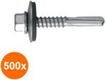 Index Set 500 x Surub Autoforant Cap Hex, 5.5 x 38 mm, Capacitate Mare Gaurire cu Saiba 16 mm, Otel Zincat (COR-500xX40005538S)