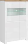 TEMPO KONDELA Vitrin 2D2W, fényes fehér/wotan tölgy, VILGO