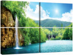  Vászonkép - Vízesés a Tónál - 4 részes - 80x120 cm