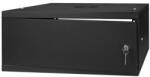 Stalflex RC19-4U-450MB 19" 4U 450 mm mély lapra szerelt fekete fém ajtós fali rack szekrény (RC19-4U-450MB) - nyomtassingyen