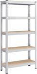 SONGMICS Ötszintes polcrendszer, acél polcrendszer tároláshoz, csavarmentes összeszerelés, teherbírás 650 kg, 30 x 75 x 150 cm, ezüst