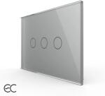 LIVOLO Intrerupator triplu cu touch Livolo din sticla, standard Italian, protocol ZigBee EC - Serie noua - culoare gri