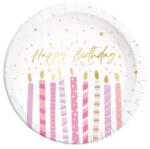 Procos Happy Birthday Candles papírtányér 8 db-os 23 cm FSC PNN96626 (PNN96626)