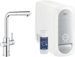 GROHE Baterie bucatarie Grohe Blue Home, inalta, tip L, dus, racire, filtrare, apa carbogazoasa, crom, 31927001 (31927001)