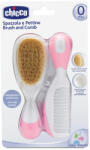 Chicco Комплект от четка и гребен Chicco, С естествен косъм, Розов (N0609)