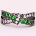 HARAHU Divine Gyűrű - Fekete/Zöld/54, 4mm KP2322