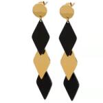 HARAHU BI-15265 Fülbevaló - Arany/Fekete KP15265