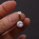 HARAHU LI-23612 piercing fülbevaló - Ezüst/Kör KP23612