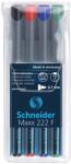Schneider Alkoholos marker készlet, OHP, 0, 7 mm, SCHNEIDER Maxx 222 F , 4 különböző szín (112294) - fodicoaruhaz