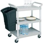 Rubbermaid Műanyag kocsi 3 polccal, teherbírása 90 kg