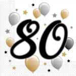 Procos Milestone, Happy Birthday 80 szalvéta 20 db-os 33x33 cm (PNN88871)