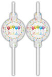 Procos Happy Birthday Streamers papír szívószál 4 db-os szett (PNN91837) - kidsfashion