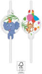 Procos Jungle Balloons, Dzsungel papír szívószál, 4 db-os szett FSC (PNN93789)
