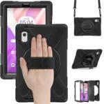 Gigapack Defender műanyag telefonvédő (ütésállóság, kitámasztó, 360° + kézpánt, vállpánt) FEKETE Lenovo Tab M9 (TB310F) WIFI, Tab M9 (TB310X) LTE (GP-152731)