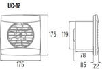 CATA CATA Вентилатор UC-12 ф120мм, цвят Инокс, 205м3/ч, 14W, 47dB комплект с клапа - C01355000 (C01355000)
