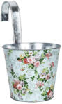Esschert Design Rózsa mintás felakasztható cink virágcserép, 16 cm átmérőjű (RD47)