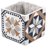 Esschert Design Mediterrán stílusú kerámia virágcserép, portugál mozaik mintával, 11 x 11 cm, kültéri és beltéri dekorációs kiegészítő (AC176)