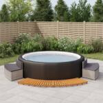 vidaXL Mobilier de împrejmuire spa, gri, poliratan și lemn de acacia (3157118)